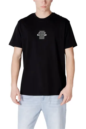 Armani Exchange Tops, Heren, Zwart, 2Xl, Katoen, Zwart Bedrukt Ronde Hals T-shirt