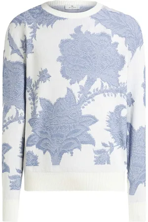 Etro Truien, Heren, Wit, M, Katoen, Witte Bloemen Trui Herenkleding