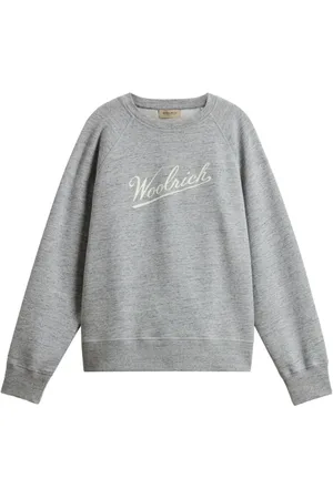 Woolrich Sweatshirts & Hoodies, Dames, Grijs, L, Grijze Crew Neck Sweater met Logo Print