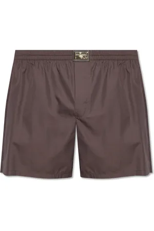 Dolce & Gabbana Ondergoed, Heren, Bruin, L, Katoen, Shorts met logo-applicatie