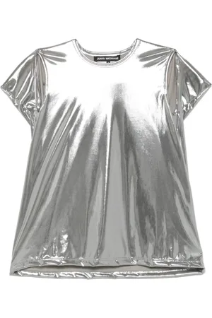 JUNYA WATANABE Tops, Dames, Grijs, S, Zilveren Crew Neck Mouwloos T-shirt