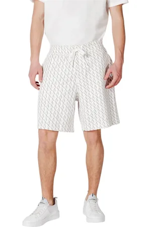 Armani Exchange Korte broeken, Heren, Wit, L, Katoen, Witte Kanten Sluiting Katoenen Shorts