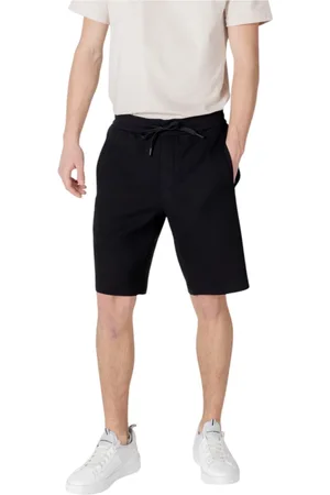 Armani Exchange Korte broeken, Heren, Zwart, 2Xl, Katoen, Zwarte shorts met vetersluiting en zakken