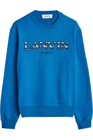 Lanvin Sweatshirts & Hoodies, Heren, Blauw, L, Katoen, Geborduurde logo sweatshirt in blauw