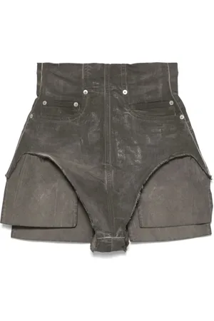 Rick Owens Korte broeken, Dames, Grijs, M, Donkere Schaduw Ritsbroek