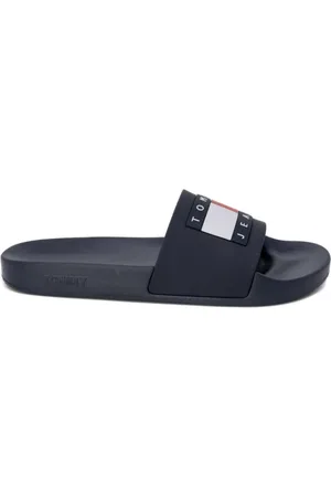 Tommy Hilfiger Schoenen, Heren, Blauw, 44 EU, Blauwe Bedrukte Slide Sandaal Mannen
