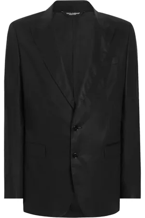 Dolce & Gabbana Jassen, Heren, Zwart, M, Katoen, Zwarte Jassen met Peak Revers