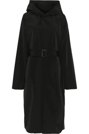 Rick Owens Mantels, Heren, Zwart, L, Zwarte Jas met Drukknopen