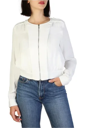 Emporio Armani Jassen, Dames, Wit, XL, Blazer met ritssluiting en lange mouwen