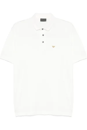 Emporio Armani Tops, Heren, Wit, S, Witte Button-Up Sweater met Korte Mouwen