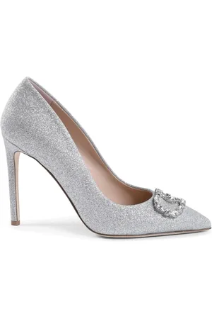 DEE OCLEPPO Schoenen, Dames, Grijs, 39 EU, Glitterpomp met logo
