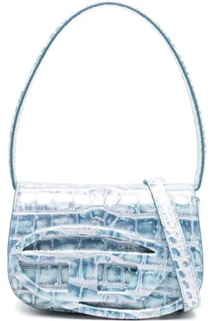 Diesel Tassen, Dames, Blauw, ONE Size, Heldere Blauwe Foldover Top Tas