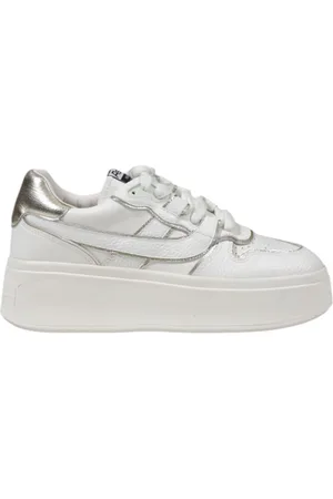 Ash Schoenen, Dames, Wit, 41 EU, Witte leren veterschoenen met rubberen zool