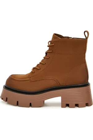 CESARE GASPARI Schoenen, Dames, Bruin, 38 EU, Casual Platform Enkellaarsjes