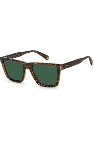 Polaroid Accessoires, Heren, Bruin, ONE Size, Bruine Vierkante Zonnebril met Metalen Ornamenten