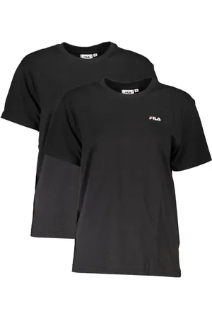 Fila Tops, Dames, Zwart, L, Katoen, Korte Mouw Katoen Logo Print T-shirt