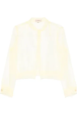 Twin-Set Blouses & Shirts, Dames, Geel, S, Gele Jas met Knoopmanchetten
