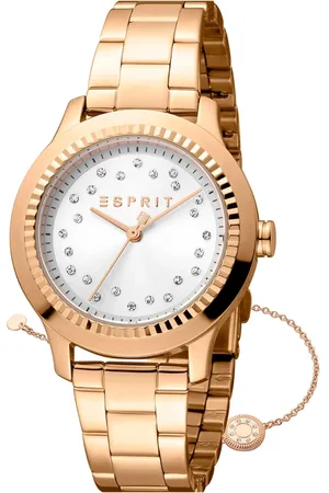 ESPRIT Accessoires, Dames, Geel, ONE Size, Roestvrijstalen dames analoog horloge