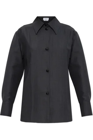 Alexander McQueen Blouses & Shirts, Dames, Grijs, S, Wol, Overhemd met ruitpatroon