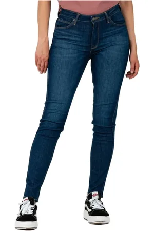 Lee Jeans, Dames, Blauw, W28 L29, Katoen, Zwarte Leren Mary Janes