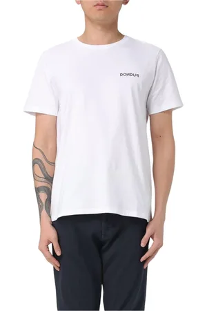 Dondup Tops, Heren, Wit, 2Xl, Katoen, Katoenen Jersey T-shirt met Borstprint