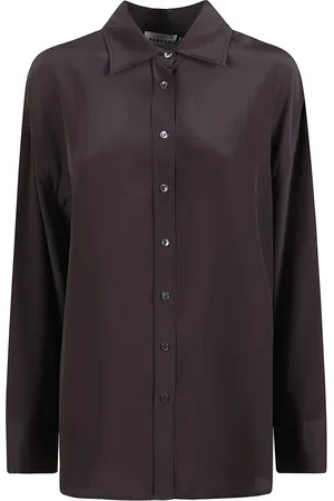 P.A.R.O.S.H. Blouses & Shirts, Dames, Bruin, L, Zijden Crepe de Chine Overhemd
