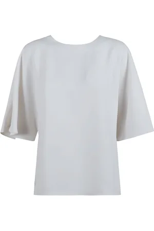 P.A.R.O.S.H. Blouses & Shirts, Dames, Wit, L, Satijn, Blauwe Satijnen Blouse met Korte Mouwen