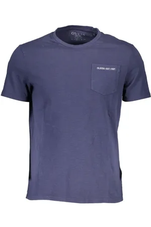 Guess Tops, Heren, Blauw, XL, Katoen, Blauw Katoenen Heren T-shirt