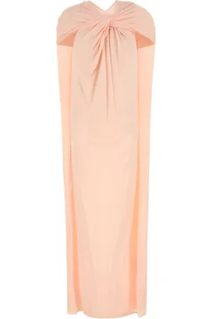Jil Sander Kleedjes, Dames, Roze, S, Pastelroze Crepe Lange Jurk