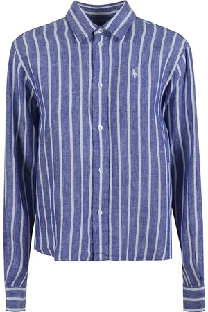 Ralph Lauren Blouses & Shirts, Dames, Blauw, M, Linnen, Knopen Voor Shirt