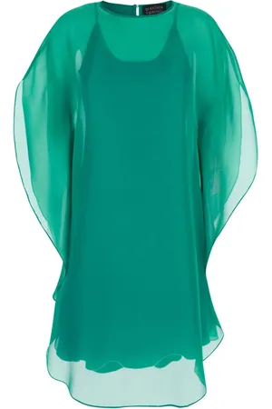 GIANLUCA CAPANNOLO Kleedjes, Dames, Groen, L, Groene Zijden Mouwloze Jurk Iris