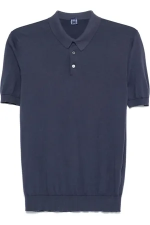 FEDELI Tops, Heren, Blauw, M, Navy Button-Up Sweater