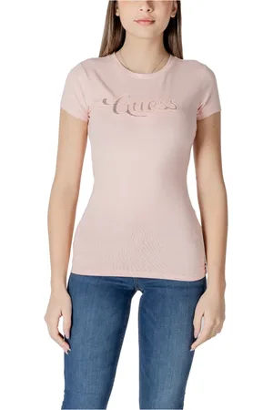 Guess Tops, Dames, Roze, XL, Katoen, Roze Korte Mouw T-shirt voor Vrouwen