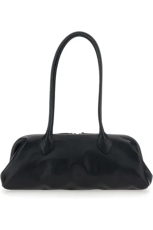 Serafini Tassen, Dames, Zwart, ONE Size, Zwarte leren schoudertas met lange handvatten