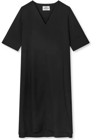 Mads Norgaard Kleedjes, Dames, Zwart, S, Polyester, Zwarte Crepe Margot Jurk