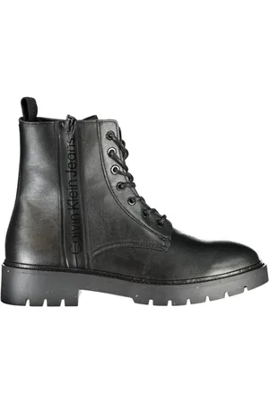 Calvin Klein Schoenen, Heren, Zwart, 45 EU, Polyester, Zwarte enkellaarsjes met veters en rits