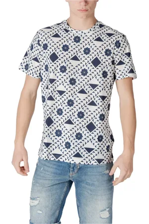 Antony Morato Tops, Heren, Blauw, L, Katoen, Geometrisch Patroon Katoenen T-shirt