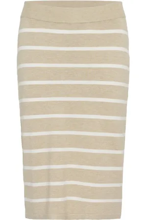Kaffe Rokken, Dames, , 2Xl, Gestreepte Gebreide Rok Veergrijs