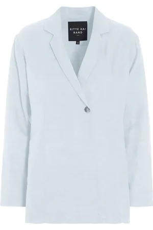 Bitte Kai Rand Jassen, Dames, Blauw, S, Leer, Cool Blazer Jas met Strik Details