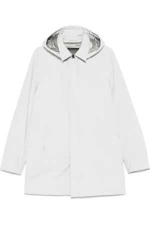 HERNO Jassen, Heren, Wit, 2Xl, Lichtgewicht Waterdichte Regenjas met Afneembare Capuchon