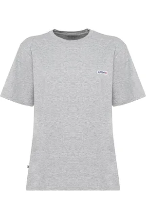 Autry Tops, Dames, Grijs, S, Katoen, Grijs Katoenen T-shirt met Halve Mouwen en Logo