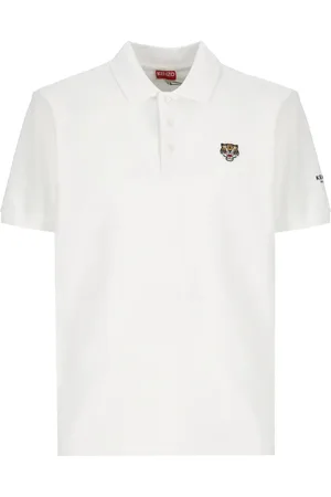 Kenzo Tops, Heren, Wit, L, Katoen, Lucky Tiger Polo Shirt Wit
