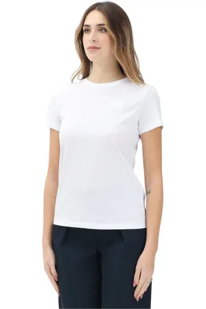 Armani Exchange Tops, Dames, Wit, XL, Katoen, Witte korte mouw T-shirt voor vrouwen