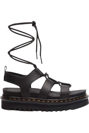 Dr. Martens Schoenen, Dames, Zwart, 38 EU, Leer, Zwarte leren vetersandalen
