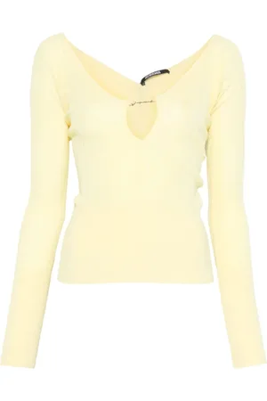 Jacquemus Truien, Dames, Geel, M, Citroengele Sweater met Boothals