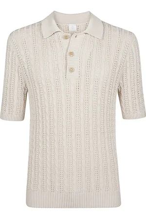 ELEVENTY Truien, Heren, , S, Katoen, Katoenen poloshirt met knoopdetail