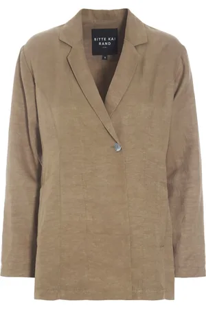 Bitte Kai Rand Jassen, Dames, , L, Leer, Elegante Noten Blazer Jas met Strikken