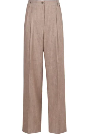 HERNO Broeken, Dames, , M, Katoen, Gestreepte Linnen Katoenen Broek