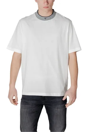 Armani Exchange Tops, Heren, Wit, M, Katoen, Basic T-shirt met ronde hals van katoen