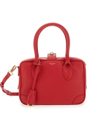 Golden Goose Tassen, Dames, Rood, ONE Size, Leer, Rode handtas met gelamineerd logo